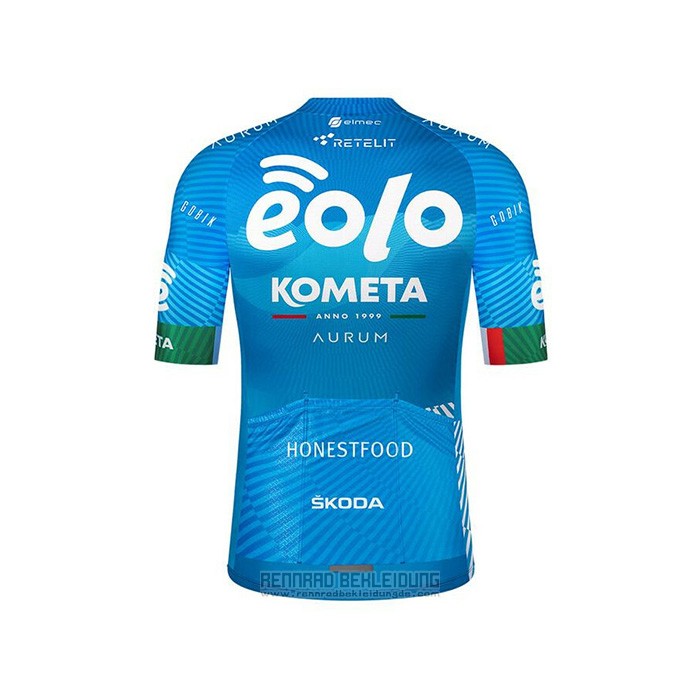 2021 Fahrradbekleidung Eolo Kometa Blau Trikot Kurzarm und Tragerhose